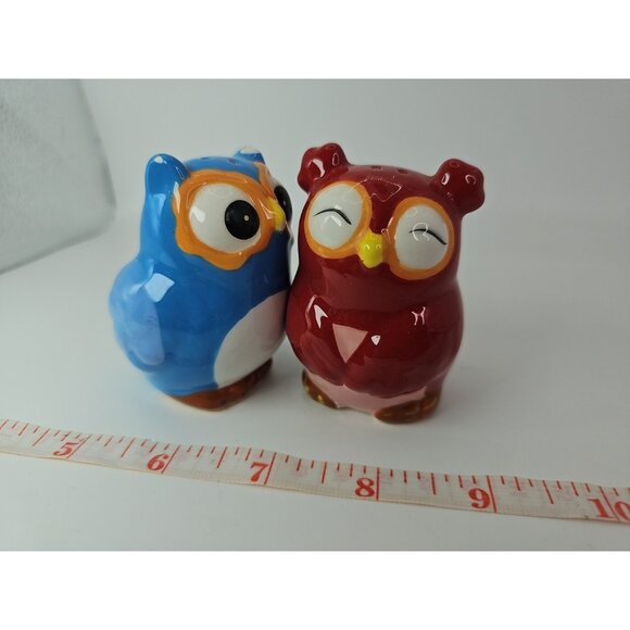SALT & PEPPER SHAKERS Kitchen Kissing Owls Topsy Turvy Magnetic VTG - Picture 16 of 16
